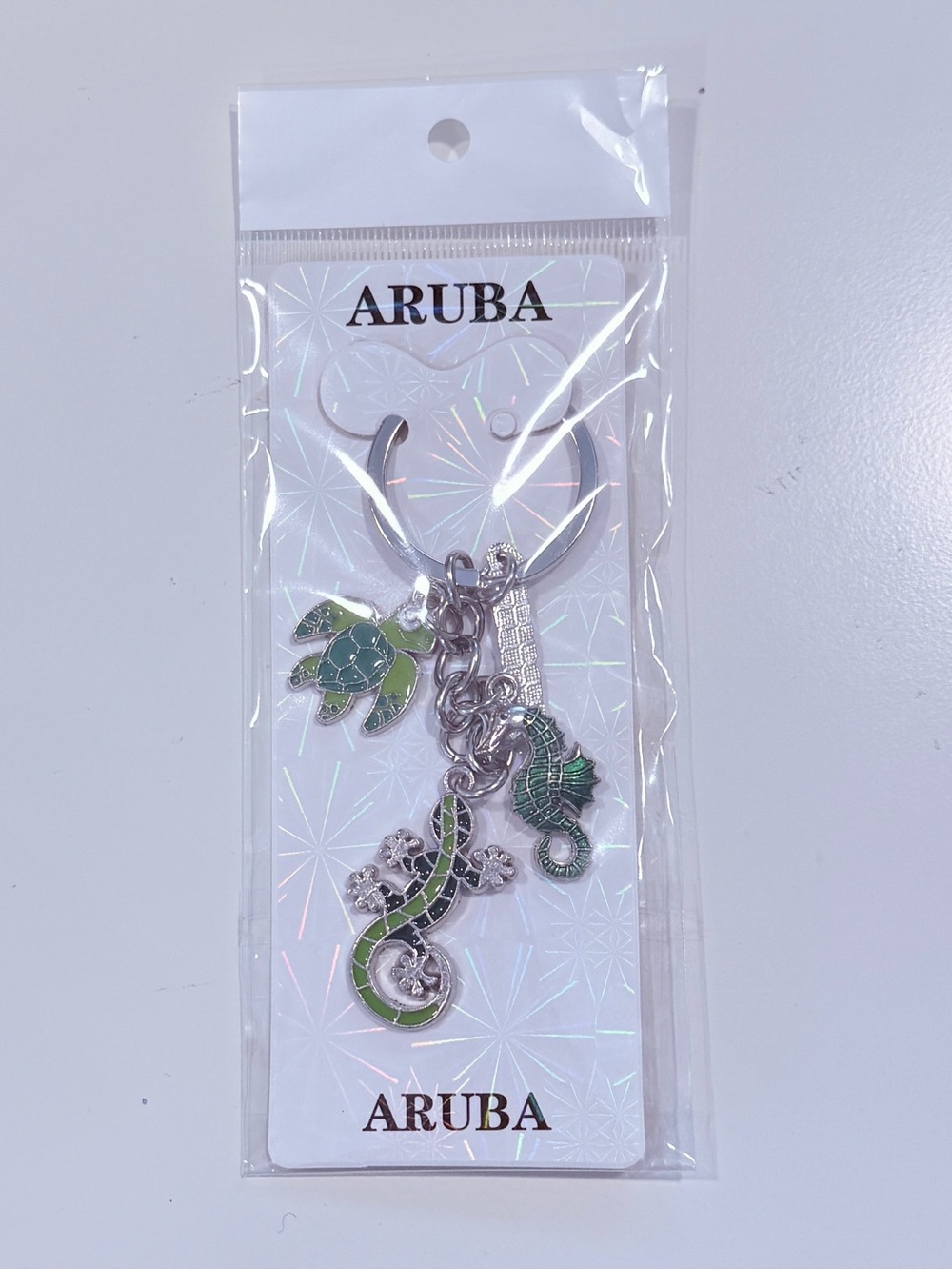 Aruba Green Sea Life Charm Keychain - Turtle, Seahorse & Lizard